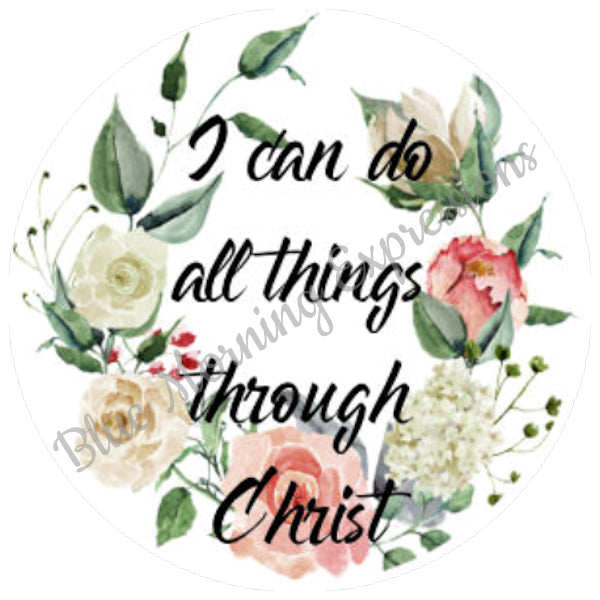 Bible Verse handmade round stickers with roses
