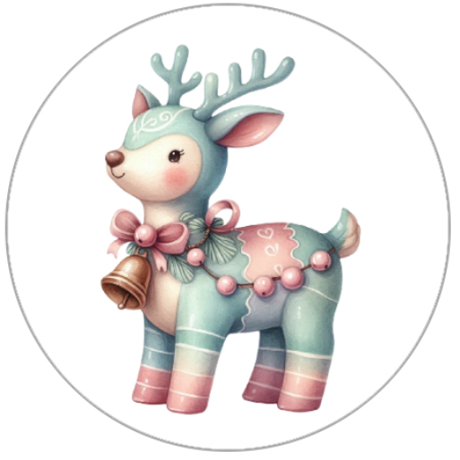 Cartoon reindeer with pastel colors on a white background