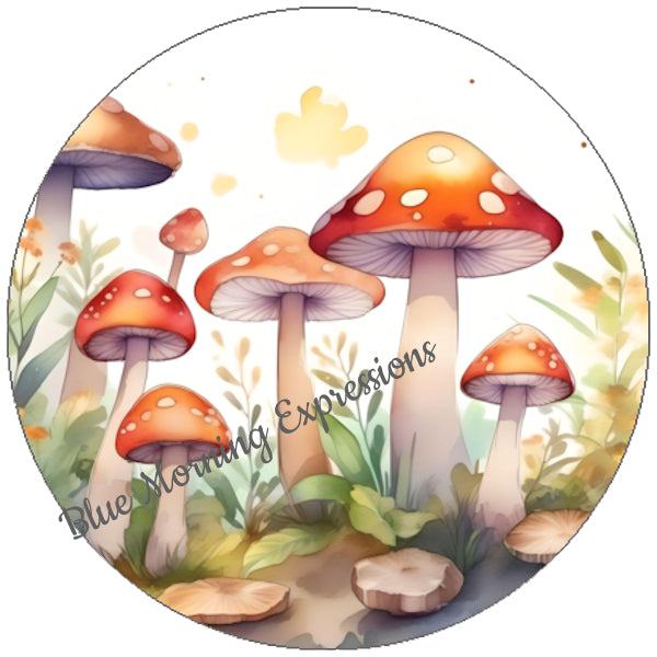 Handmade stickers with mushrooms and toadstools