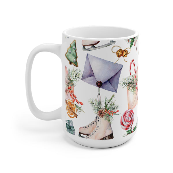Savor Christmas with Watercolor Skates & Cookies Mug 2 Sizes Durable