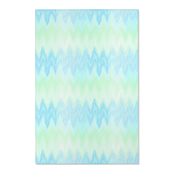 Blue Green Zigzag Geometric Area Rugs Durable 3 Sizes Home Decor Artsy
