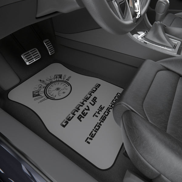 Gearheads Rev Up the Neighborhood Grey Car Mats (Set of 4) Universal Fit