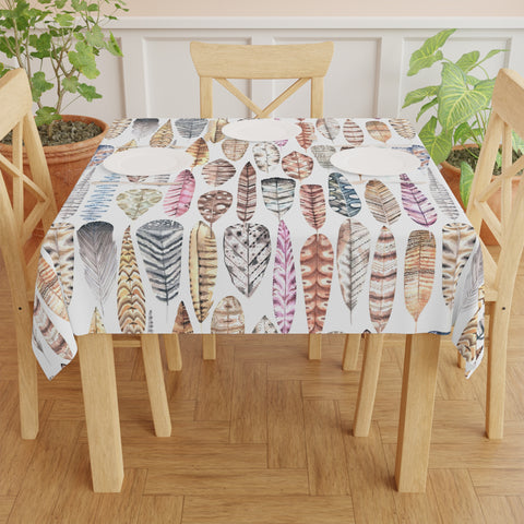 Bohemian Watercolor Feather Pattern Tablecloth Décor