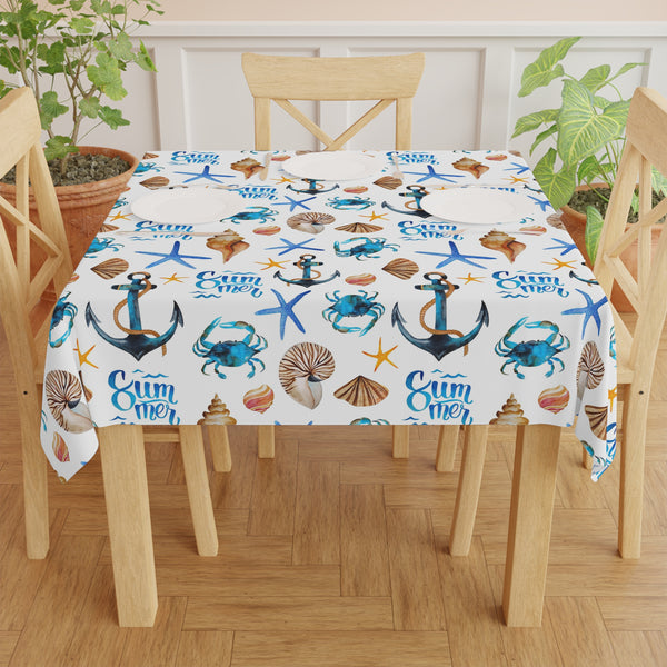 Summer Beach Seashells Anchor Pattern Tablecloth Décor