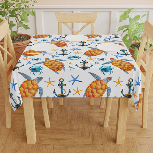 Sea Turtles Anchor Crabs Beach House Tablecloth Home Décor