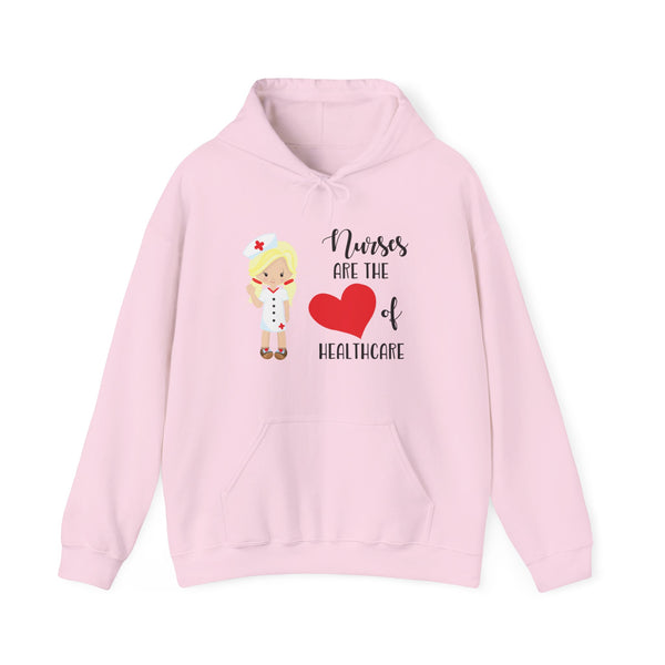Blonde Nurse Hoodie Sweatshirt Heart of Healthcare, Nurse Hooded Sweatshirt