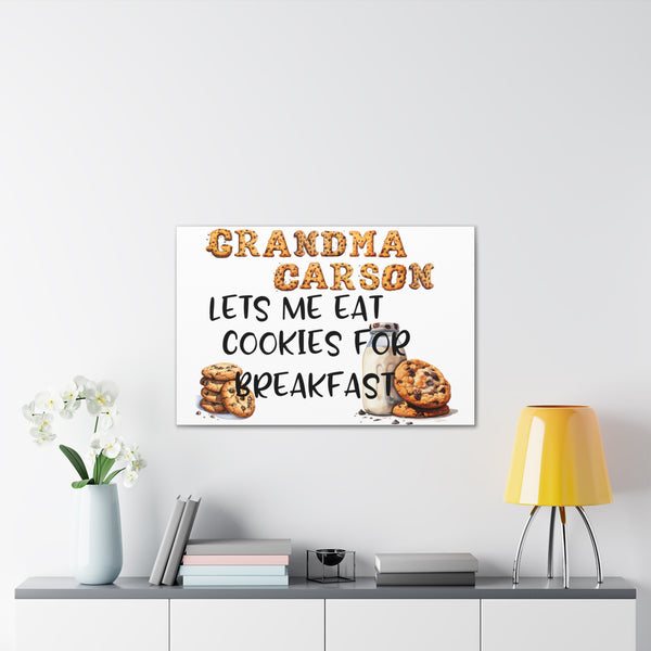 Gifts for Grandma Personalized Cookie for Breakfast Sign Canvas Home Decor