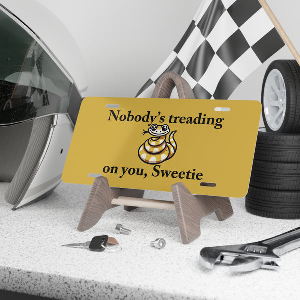 Nobody's Treading on You, Sweetie Front License Plate Gadsden Flag Snake