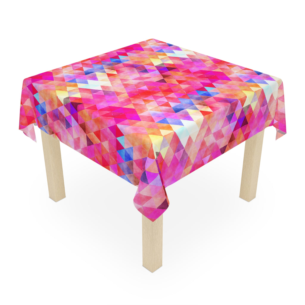 Bright Colorful Geometric Pattern Red Pink Tablecloth Décor