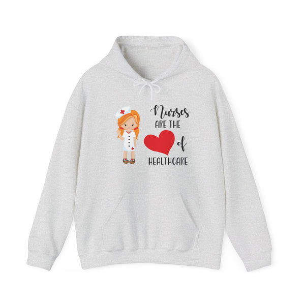 Redhead Nurse Hoodie Sweatshirt Heart of Healthcare, Nurse Hooded Sweatshirt