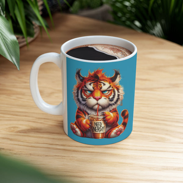 Grumpy Tiger Coffee Mug – Funny Wild Animal Cup | Need Energy Morning Gift