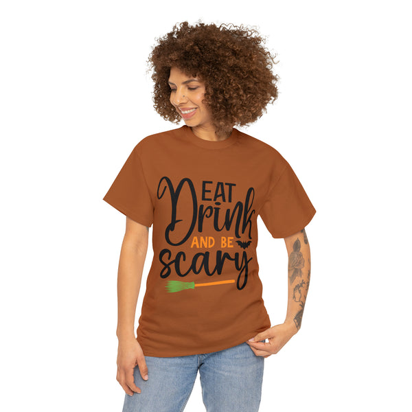 Eat Drink and Be Scary Halloween Unisex Heavy Cotton Tee 3 colors