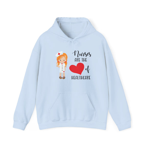 Redhead Nurse Hoodie Sweatshirt Heart of Healthcare, Nurse Hooded Sweatshirt