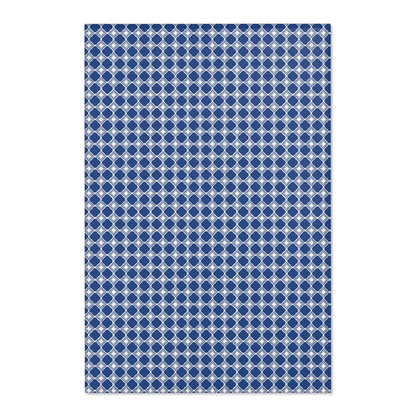 Blue White Geometric Pattern Area Rugs 3 Sizes Versatile Durable