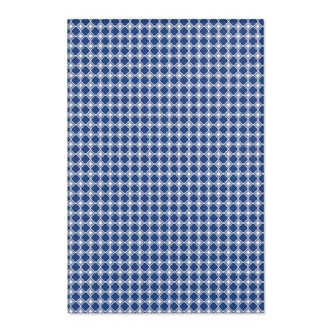 Blue White Geometric Pattern Area Rugs 3 Sizes Versatile Durable