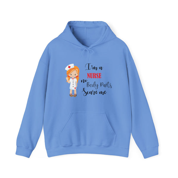 Redhead Nurse Hoodie Sweatshirt No Body Parts Scare Me, Hooded Nurse Sweatshirt