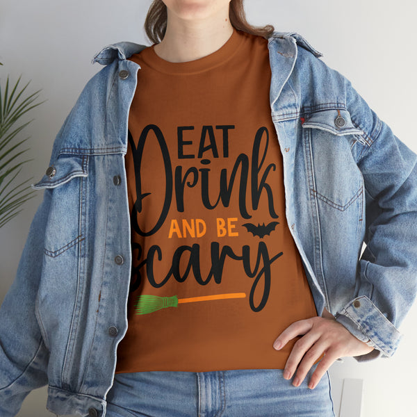 Eat Drink and Be Scary Halloween Unisex Heavy Cotton Tee 3 colors