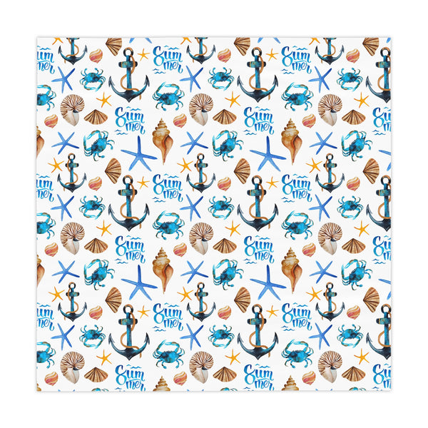 Summer Beach Seashells Anchor Pattern Tablecloth Décor