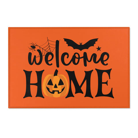 Bat Pumpkin Welcome Halloween Area Rug Home Décor Durable Colorful