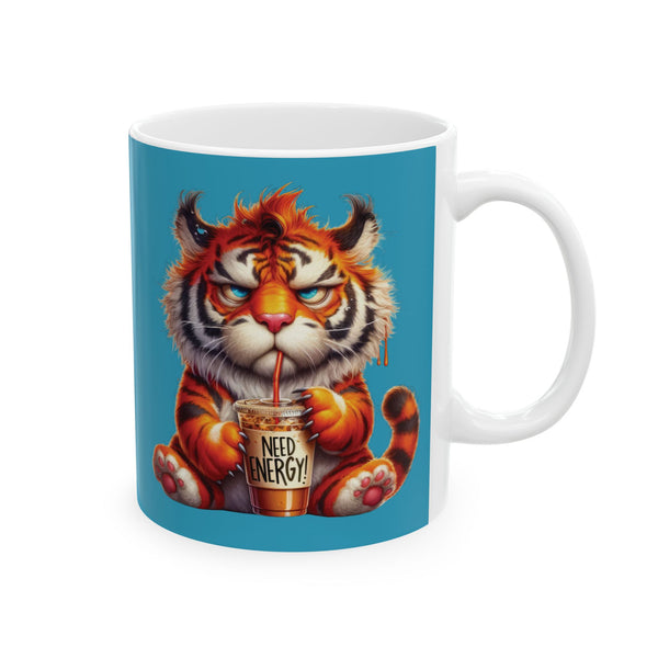 Grumpy Tiger Coffee Mug – Funny Wild Animal Cup | Need Energy Morning Gift
