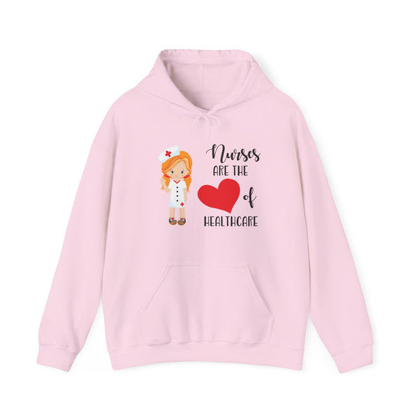 Redhead Nurse Hoodie Sweatshirt Heart of Healthcare, Nurse Hooded Sweatshirt