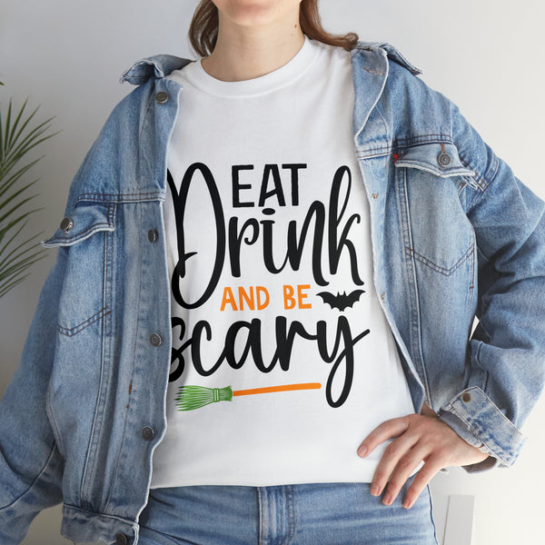 Eat Drink and Be Scary Halloween Unisex Heavy Cotton Tee 3 colors