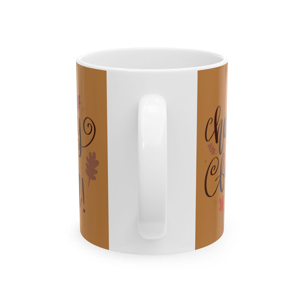 Happy Fall Autumn Harvest White Ceramic Coffee Mug