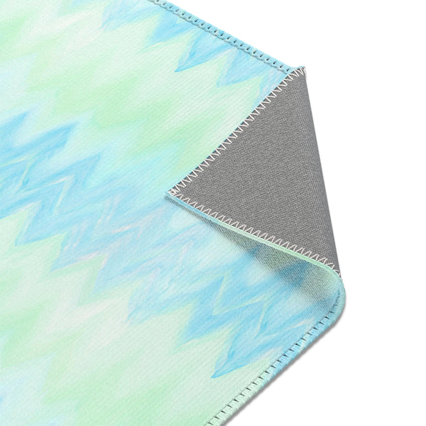 Blue Green Zigzag Geometric Area Rugs Durable 3 Sizes Home Decor Artsy