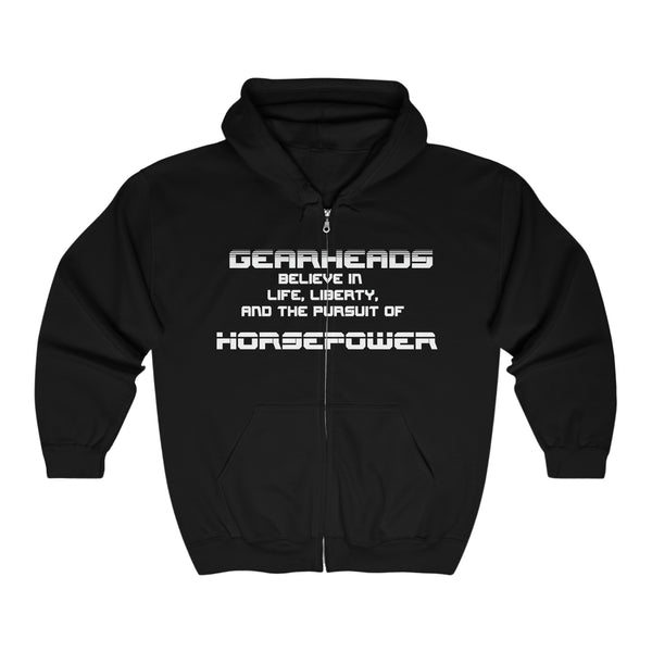 Gifts for Gearheads Pursuit Horsepower Hoodie Unisex Heavy Blend™ Full Zip Hooded Sweatshirt