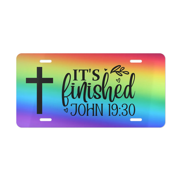 Colorful Inspirational Vanity Front License Plate Car John 19:30 Bible Verse