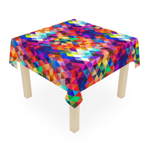 Bright Colorful Geometric Pattern Blue Pink Tablecloth Décor