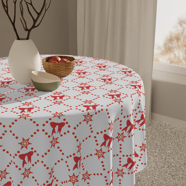 Christmas Red Bow Tablecloth Holiday Home Décor