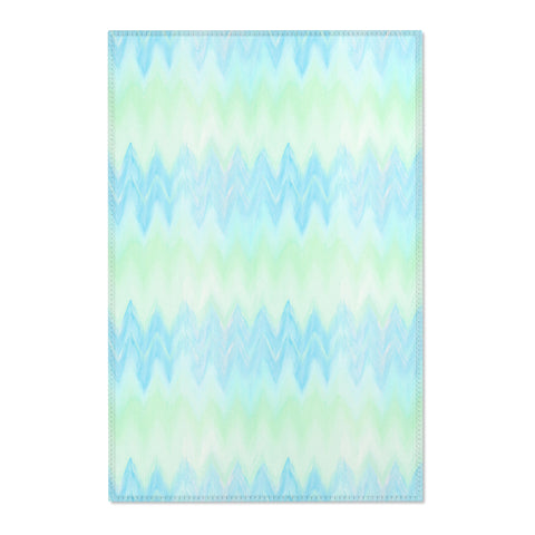 Blue Green Zigzag Geometric Area Rugs Durable 3 Sizes Home Decor Artsy