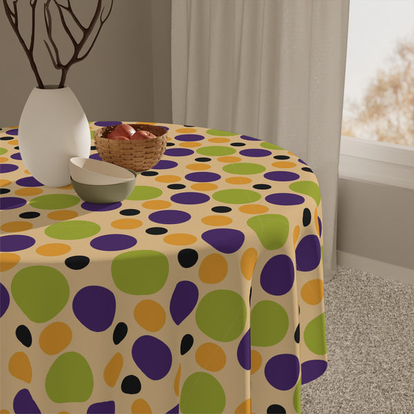 Purple Green Orange Polka Dot Tablecloth Décor Halloween