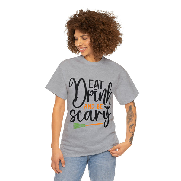 Eat Drink and Be Scary Halloween Unisex Heavy Cotton Tee 3 colors