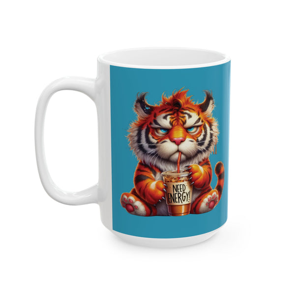Grumpy Tiger Coffee Mug – Funny Wild Animal Cup | Need Energy Morning Gift
