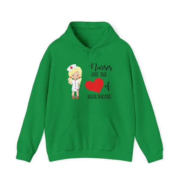 Blonde Nurse Hoodie Sweatshirt Heart of Healthcare, Nurse Hooded Sweatshirt