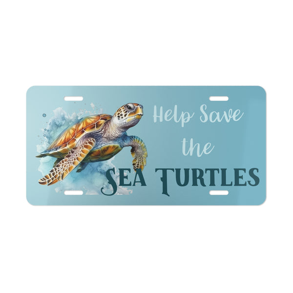 Save the Sea Turtle Vanity License Plate Ocean Lover Car Tag, Beach Life Gift