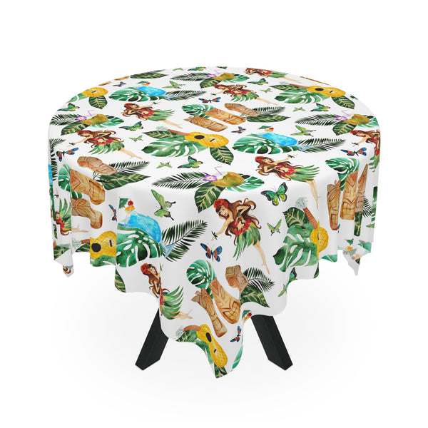Tiki Bar Hulu Dancer Tropical Pattern Tablecloth Décor Beach Theme