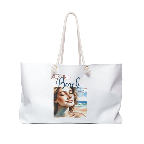 Resting Beach Face Weekender Bag, Beach Bag, Tote Bag for Women, Weekend Getaway Bag