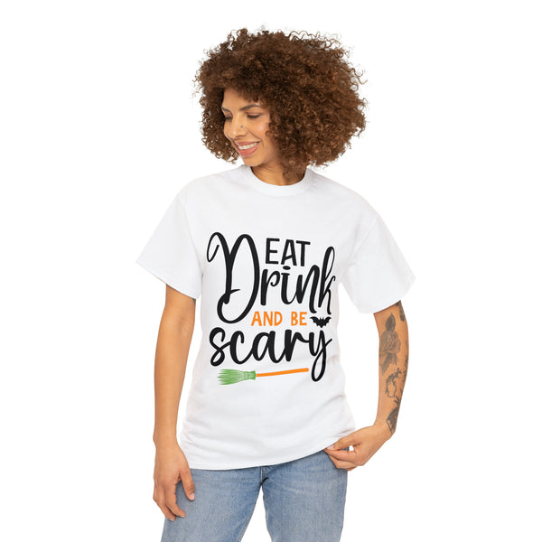 Eat Drink and Be Scary Halloween Unisex Heavy Cotton Tee 3 colors