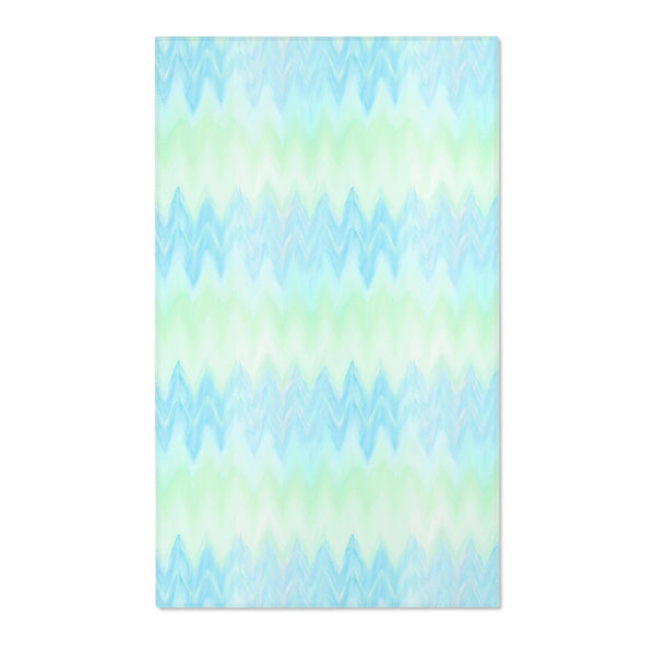 Blue Green Zigzag Geometric Area Rugs Durable 3 Sizes Home Decor Artsy
