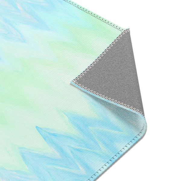 Blue Green Zigzag Geometric Area Rugs Durable 3 Sizes Home Decor Artsy