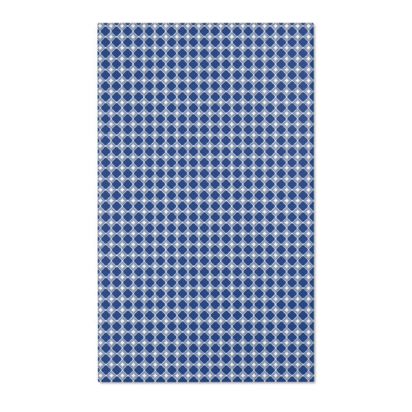 Blue White Geometric Pattern Area Rugs 3 Sizes Versatile Durable