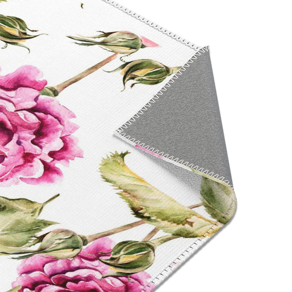Pink Roses Area Rugs Home Decor Flower Feminine 3 Sizes Durable