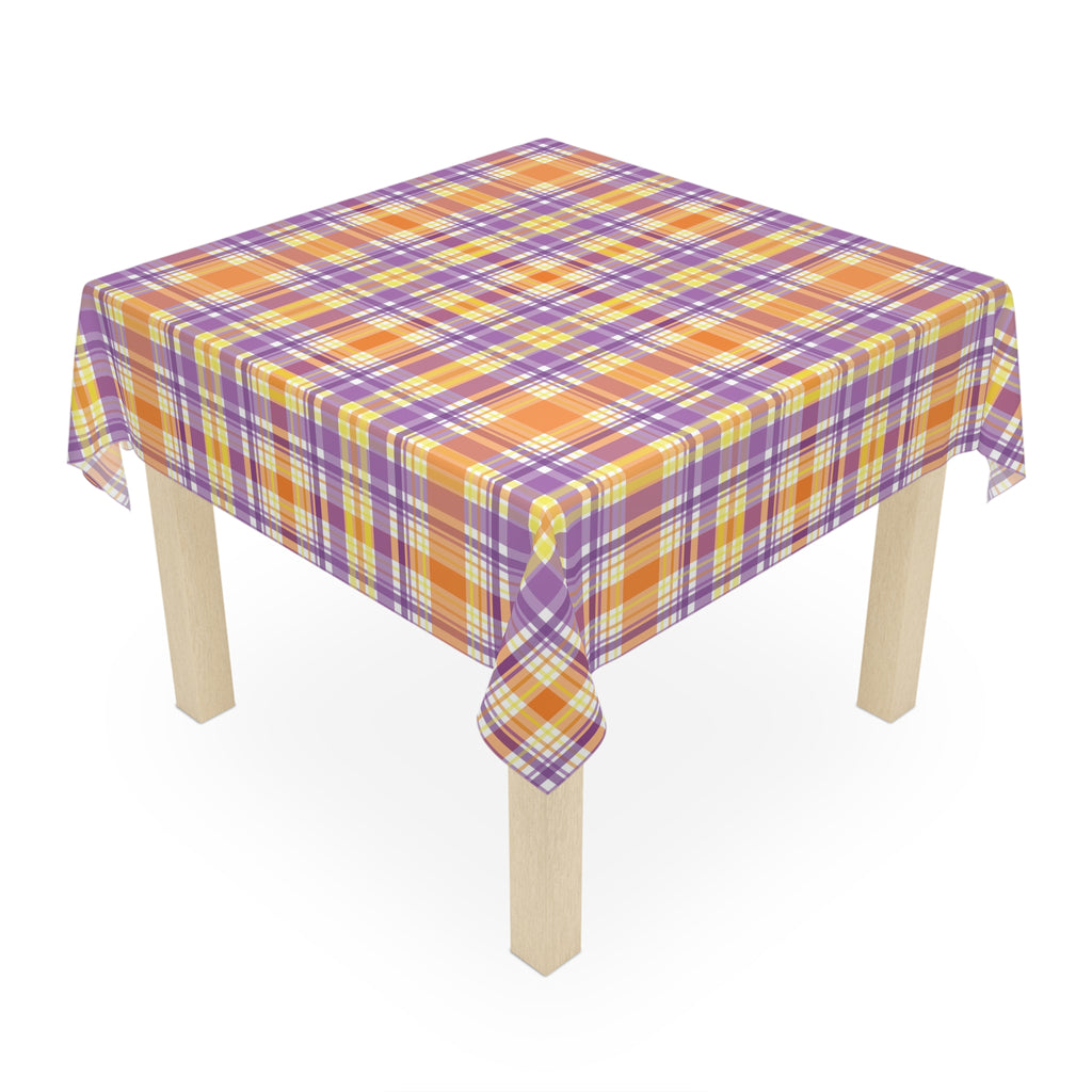 Orange Purple Plaid Tablecloth Décor Party Home Table Covering