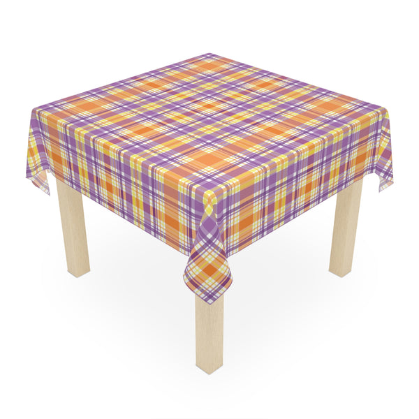 Orange Purple Plaid Tablecloth Décor Party Home Table Covering