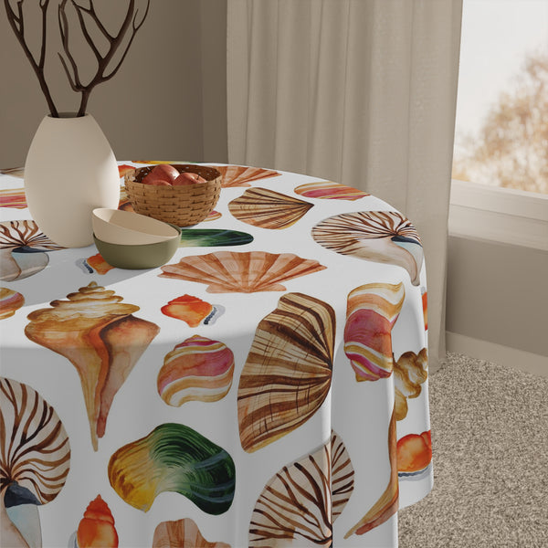 Seashell Pattern Tropical Beach House Tablecloth Home Décor