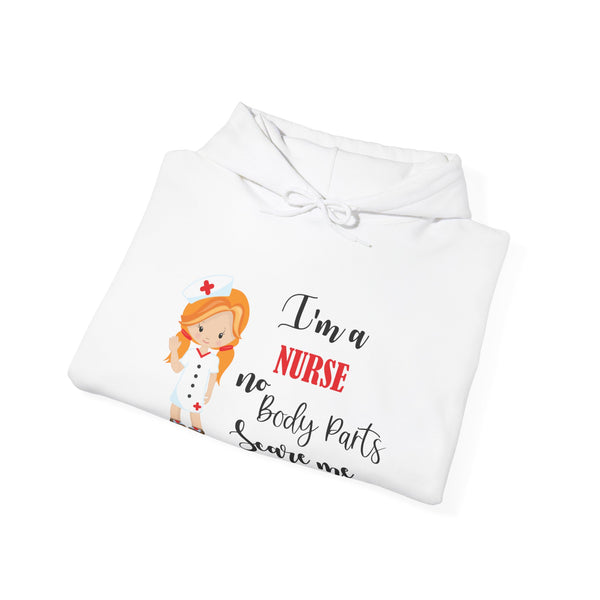 Redhead Nurse Hoodie Sweatshirt No Body Parts Scare Me, Hooded Nurse Sweatshirt