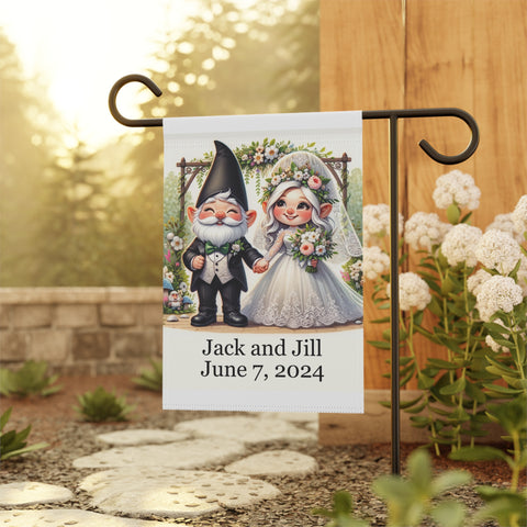 Gift for Gardeners, Personalized Gnome Wedding, Housewarming Gift, Garden Flag, Porch Flag, Yard Art